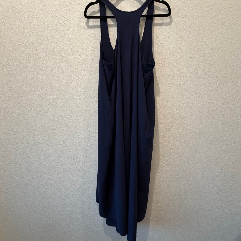Athleta Navy Blue High Low Racerback Midi Dress with Pockets Medium - Picture 4 of 5